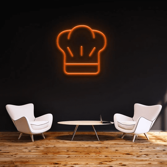 chef cap neon sign