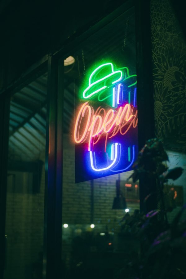 open neon sign