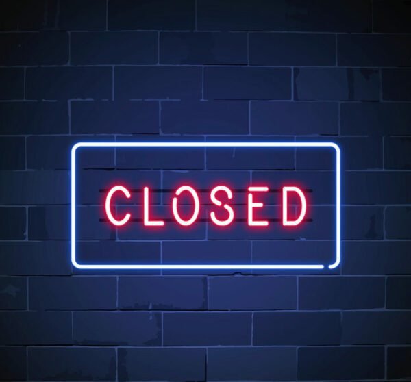 closed neon sign