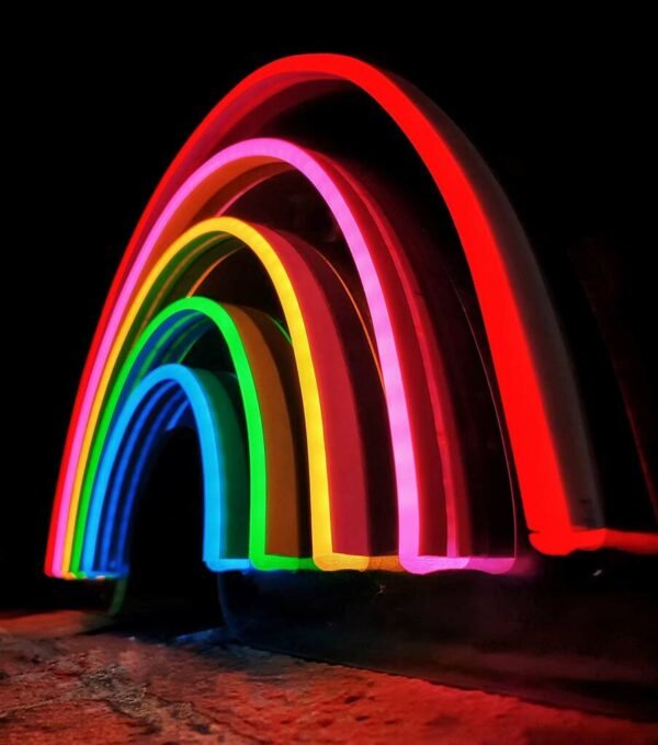 colourful rainbow neon sign