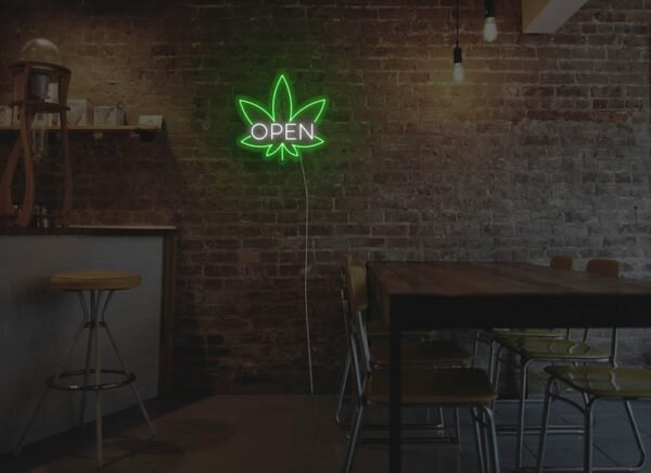 weed open neon sign